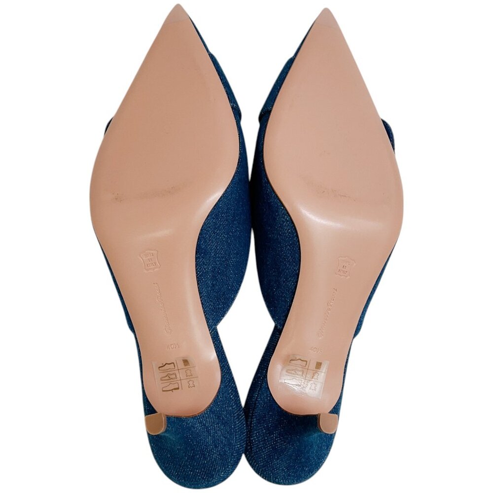 Gianvito Rossi Mid Blue Denim Portofino 55 Mules - Picture 8 of 8